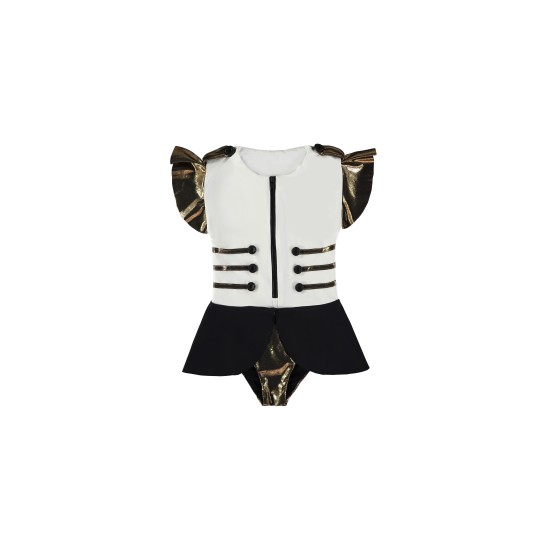 Circus Bathing Suit    cream, black & gold