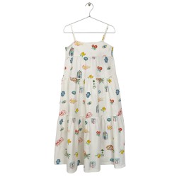 Mediterranean-Print Tiered Maxi Dress - Off White
