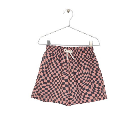 CHECK-PRINT SWIM SHORTS  ORANGE